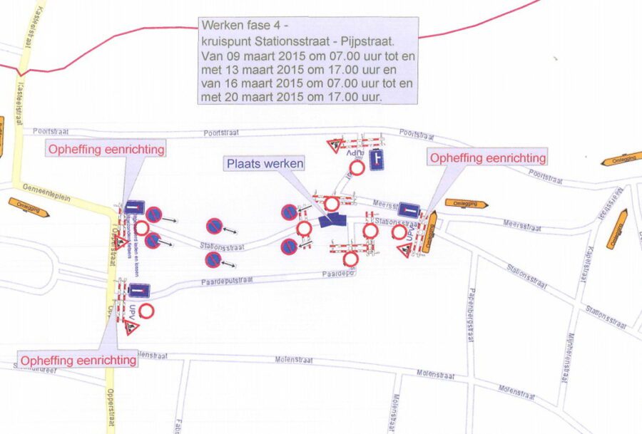 stationsstraat poortstraat liedekerke omleiding