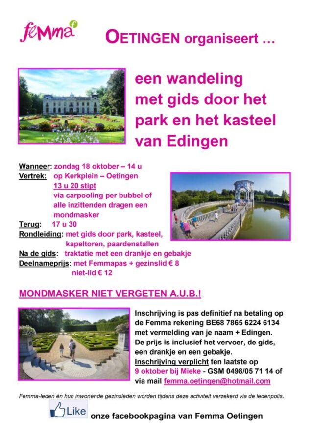 een wandeling met gids door het park en het kasteel van Edingen