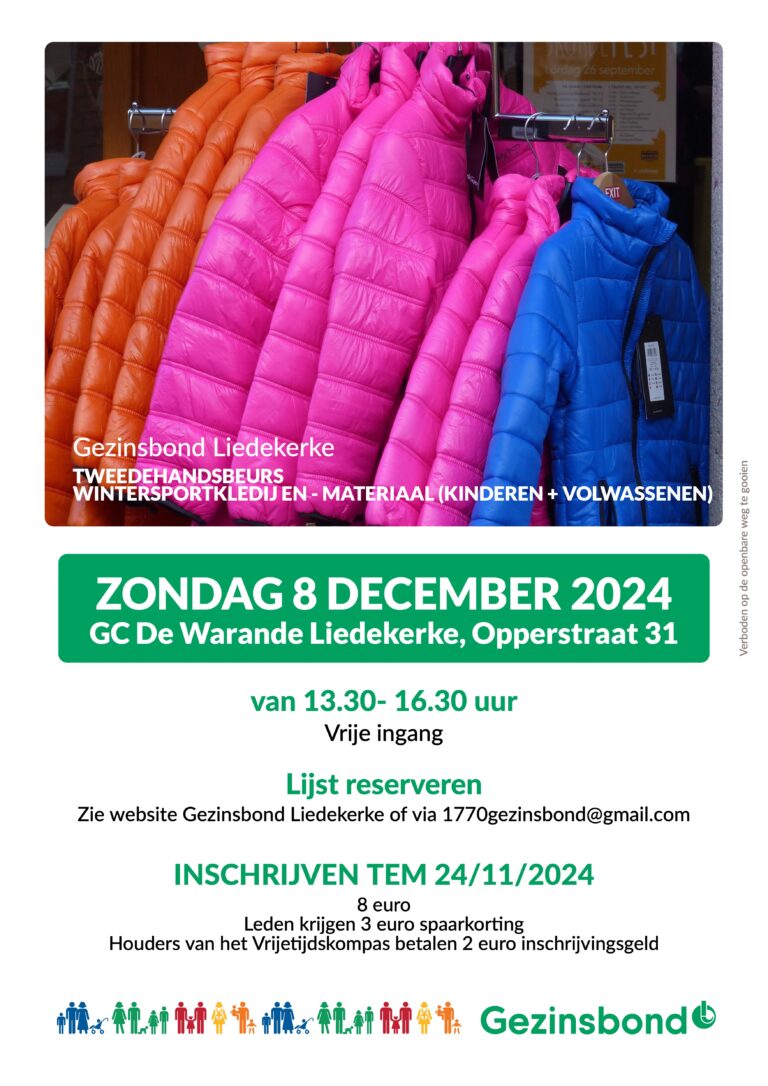 Tweedehandsbeurs wintersportkledij en -materiaal (voor alle leeftijden, ook volwassenen)