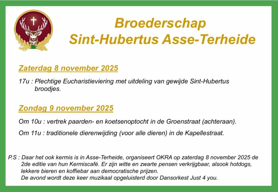 Kermisweekend Asse-Terheide : Mis & Paardenoptocht-Dierenwijding