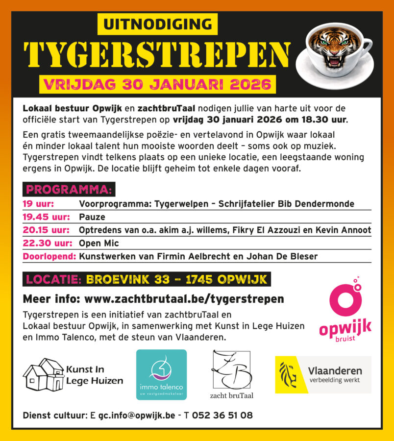 Tygerstrepen in Opwijk begint op 30 januari in Broevink 33