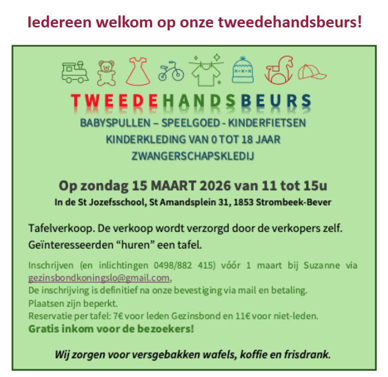 2de handsbeurs 15/03/2026 Gezinsbond Koningslo en Strombeek